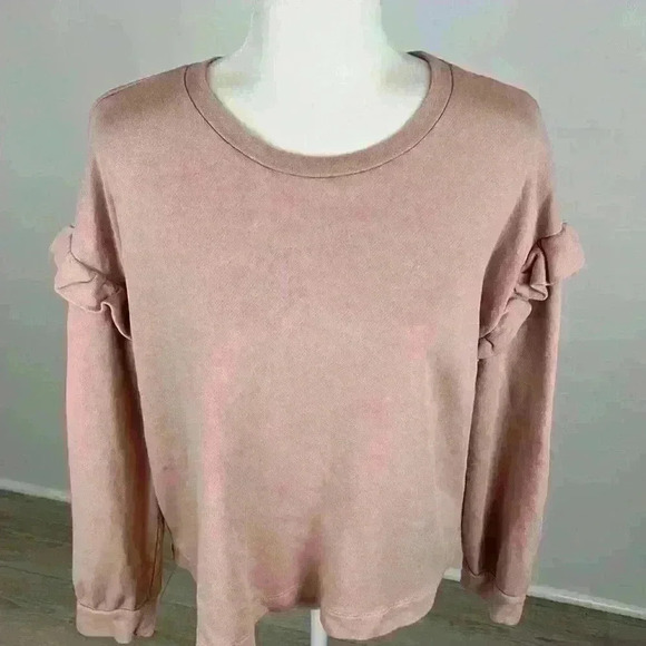 Loft Light Pink Ruffle Sleeve Long Sleeve Top Size L - Picture 2 of 8